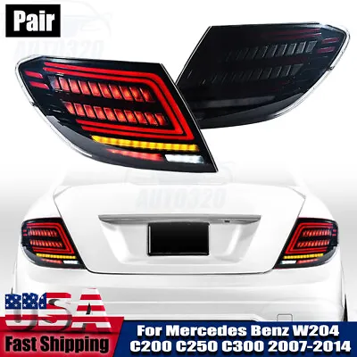 Smoked Black LED For Mercedes Benz W204 C200 C250 C300 2007-2014 TailLights Lamp • $333.95