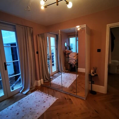 £10 • Buy Ikea Pax Wardrobe 100cm, 2 X 50cm Mirrored Doors. Damaged Frame And Back W2 4pl