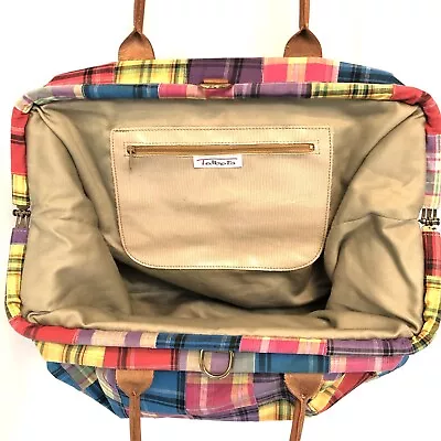 Vtg TALBOTS Madras Large  Mary Poppins  Bag Satchel Weekender Purse • $49.99