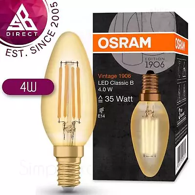 Osram 4W 1906 LED Vintage Gold Glass Candle SES Light Bulb│Filament│E14│410 Im • $32.31