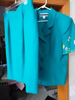 Women's Amanda Smith 2 Piece Green Skirt Suit/Double Breasted Jacket Size 16 • $25