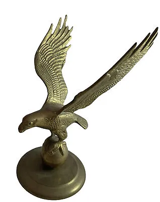 Vintage Brass Flying Eagle Open Wings On Ball & Base 10 X 7 • $16.99