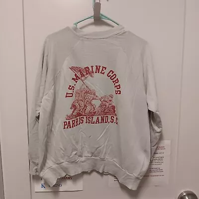 VTG 70's United States Marine  Corps.  Parris Island Distressed Sweat Shirt M/L • $80