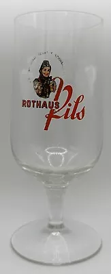 Vintage Rothaus Pils Beer Glass Goblet Stemware Germany .25L Bier Mascot • $10.99