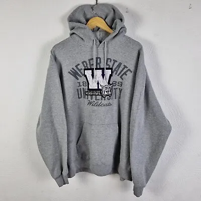 Champion Weber State Wildcats Hoodie Mens XL Grey Pullover University College • £15.26