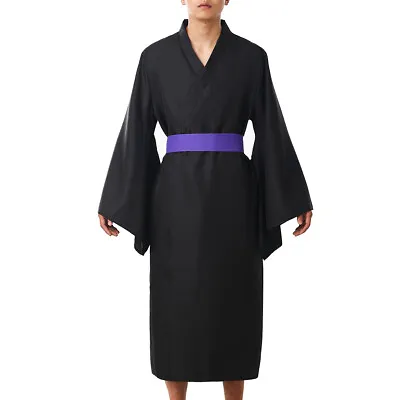 Men's Kimono Robe Women Traditional Japanese Yukata Home Wear Pajamas Belt • £23.99