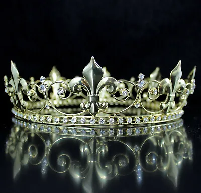 Medieval Theater King's Gold Metal Crown Fleur-De-Lis Men's Hair Accessory H910 • $21.99
