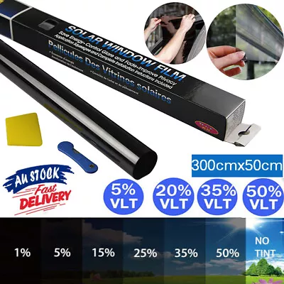 Window Tint Film Black Roll VLT 5% 15% 35% 50% Home 50cmX300cm Car UV Protector • $16.98