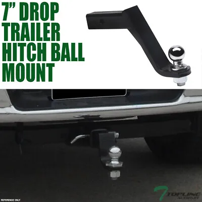 Topline 7  Drop Trailer Tow Hitch Loaded Ball Mount With 2  Receiver For Jeep • $48