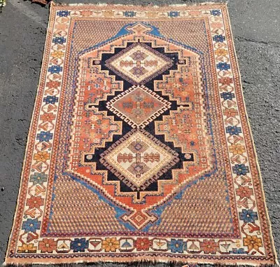 Antique Oriental Caucasian Rug Afsharri Tribal Geomteric  • $389