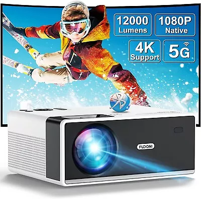 FUDONI 5G WiFi High Lumen Portable Movie Projector Video Home Theater Projector • $139.99