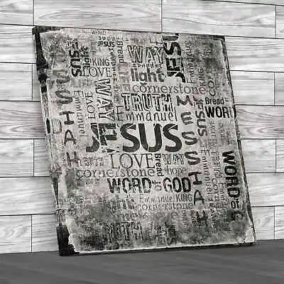 Jesus Christian Sayings Square Black White Canvas Print Large Picture Wall Art • £22.95
