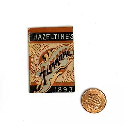 Antique Original 1893 Hazeltine's Pocket Almanac Miniature Book J Van Der Veen • $28