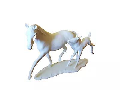 Kaiser Porcelain Figurine ~ Horse ~ Mare With Foal No. 403 - White Bisque No Box • $269.99