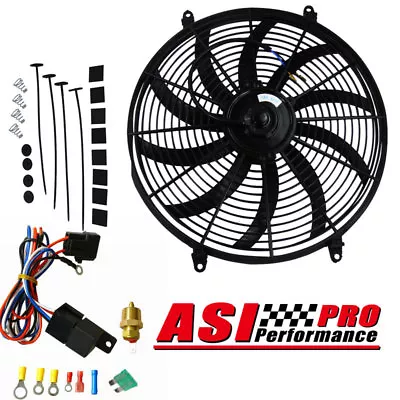 $44.99 • Buy 16  Universal Slim Fan Push Pull Electric Radiator Cooling 12V Mount Kit