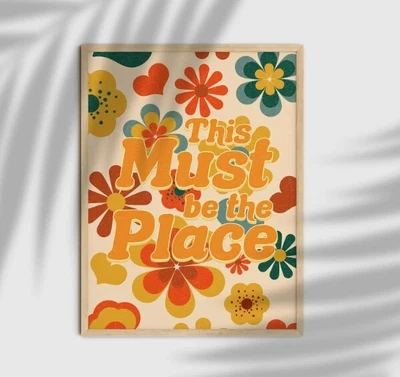$29 • Buy Retro 70s Home Decor, Hippie 60s Poster, Retro Home Decor, 70s Floral Pattern