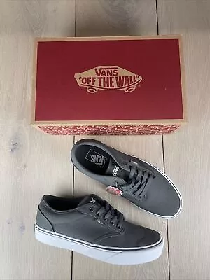 Vans Atwood Canvas Trainers Shoes Pewter With White Sole Men’s UK Size 7.5 NEW • £31.99