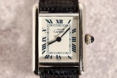 Cartier 1614 Must De Cartier Tank Swiss Made 925 Argent Silver Ladies Watch. • $750