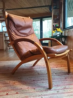 Chair Vintage Leather Easy 60er Mogens Hansen Stouby Denmark 70er Danish 11 • $611.71