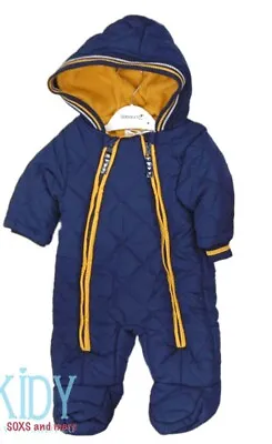 Minoti / Babaluno Quilted Baby Snowsuit With Fleece Lining & Hood • £14.99