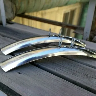 $14 • Buy 1 Pair Road Bike Mudguard 700c 27'' Bicycle Cycling Front Rear Fender Silver NEW