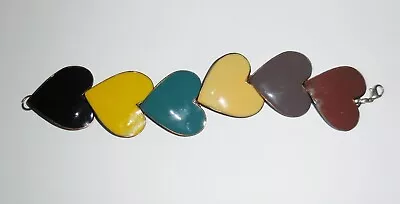 Vintage Art Nouveau Enamel Bracelet Colorful Hearts Design • $5.99