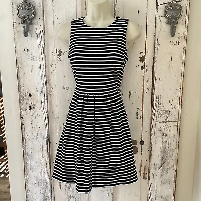 J. Crew Size XXS Woman's Black White Striped Knit Sleeveless Pocketed Dress • $22.95