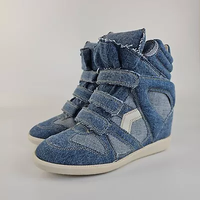 Isabel Marant Bekett Denim Blue High Top Sneakers New SS24 • $439