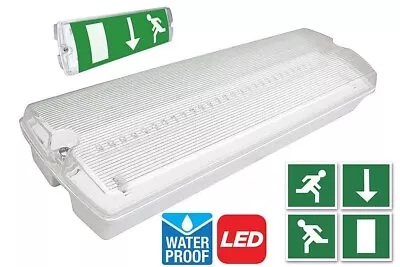 5W LED Emergency Light Bulkhead Exit Sign IP65 Maintained / Non Maintained 3 Hrs • £15.50