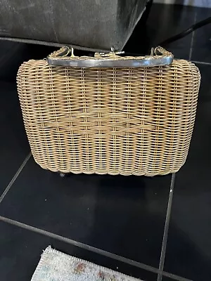 Made In British Hong Kong Purse. 1950s Wicker Purse With Handle • $20