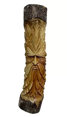 £22.99 • Buy Hand Carved Wooden Green Man  50cm Wall Plaque Log Statue Half Log .