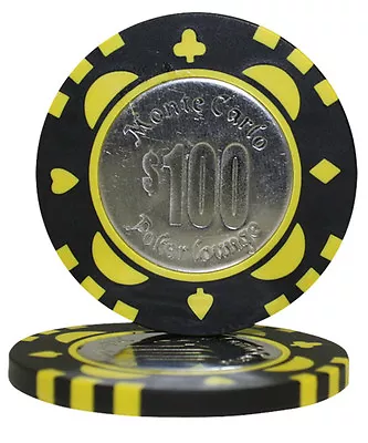 50pcs Monte Carlo Coin Inlay Poker Chips $100 • $16.99