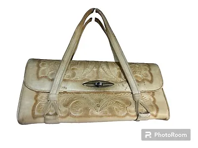 Vntg Hand Tooled Aztec Mexican Floral Leather Shoulder Hand Bag Purse Embossed • $28