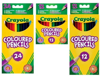 Crayola Coloured Pencils Pack Of 12 & 24 Strong Lead Arts & Craft Supplies UK • £4.49