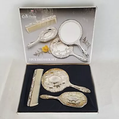 £7.99 • Buy Vintage Silverplated 3 Piece Dressing Table Set By Queen Victoria With Box