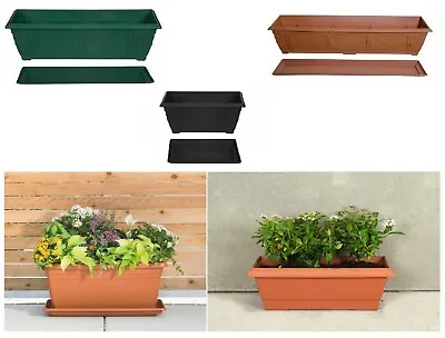 £116.95 • Buy Plastic Planter Plant Flower Pot Broad Base With Saucer Garden Plate Tray Water