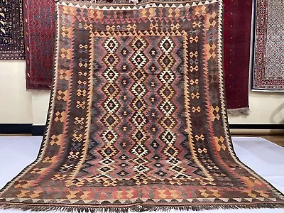 Vintage Afghan Ghalmoori Geometric Flatweave Turkmen Handmade Wool Oriental Rug • $394