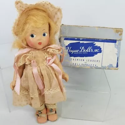 Vogue Pre Ginny 8  Toddles Doll Girl Blond Blue Pink Dress Label Original Box • $50