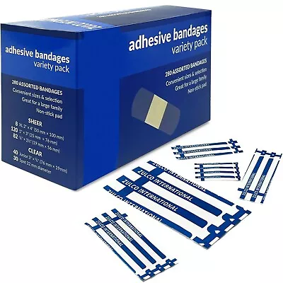 280 FLEXIBLE BANDAIDS Full New CASE Of 280 ASSORTED  Adhesive Bandages • $7.99