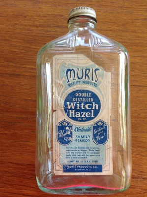 $2.63 • Buy Witch Hazel Glass Bottle~jar~art Nouveau Label~Muris Quality Products~Newark NJ