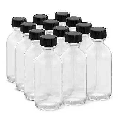 2oz Small Glass Bottles With Lids And Funnels 60ml Boston Round Glass Bottles • $14.29