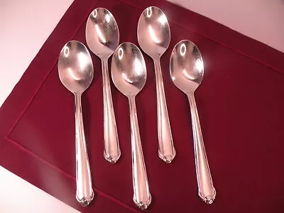 5 Mikasa Classico Frosted 18/8 Stainless Gerald Patrick Oval Soup Spoons 7 ½” • $26.75