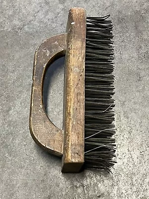 Vintage Butcher Block Brush Flat Steel Metal Bristle W/ Handle 9  X 4  • $25