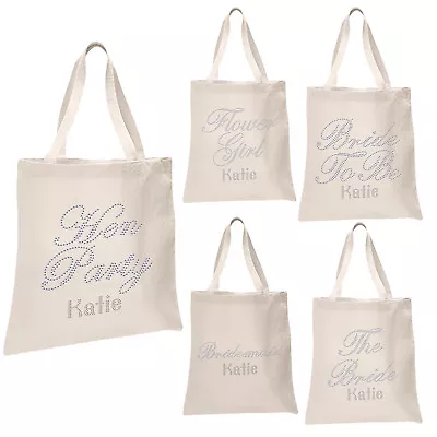 £9.99 • Buy Personalised IVORY Bridal TOTE BAG Luxury Girl's Storage Shoe Hen Party Gift Bag