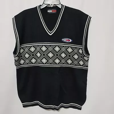 Tommy Hilfiger Sweater Vest Men’s Black Pullover Size 2XL V-Neck Argyle Diamond • $20.99