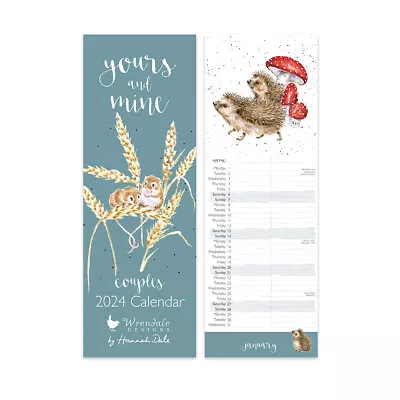 Wrendale Designs Couples Yours And Mine 2024 Slim Line Calendar Christmas Gift • £10.99