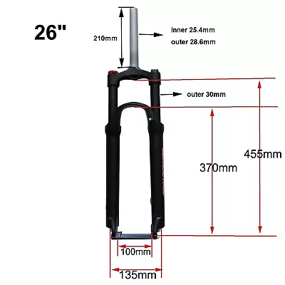 26 Inch X 2.5  Tire Bicycle Fork Bike Suspension Fork/Manual Lockout/Disc Brake • $79.99