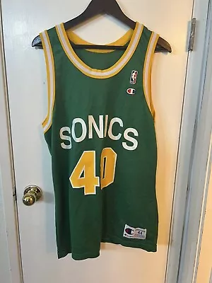 Vintage Champion Seattle SuperSonics Shawn Kemp Jersey 44 Men’s Large Green • $59.99