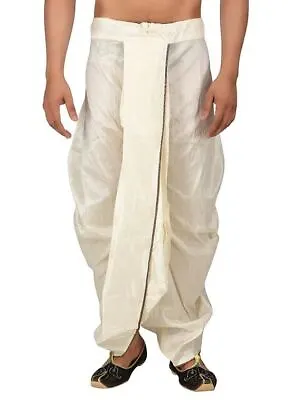 $113.28 • Buy Mens Dhoti Indian Bottom Wear Cream Dupion Clothing Gift Traditional Party Wear