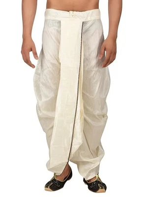 £61.96 • Buy Mens Dhoti Indian Bottom Wear Cream Dupion Clothing Gift Traditional Party Wear